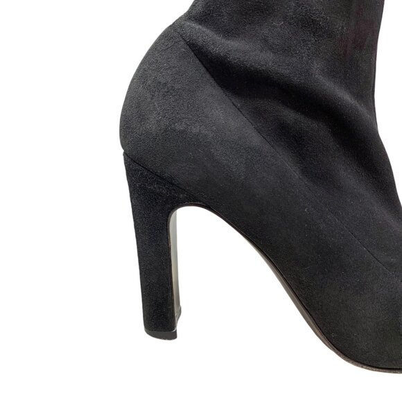 Bergdorf Goodman Black Suede Stretch Pull On Heeled‎ Tall Boots - Picture 7 of 14